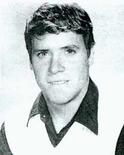 Sean Marsee before he became ill with mouth cancer caused by his chewing tobacco addiction. Patrick Reynolds shows this overhead in his new anti-tobacco and anti-smoking university lecture program. Photo: The American Cancer Society